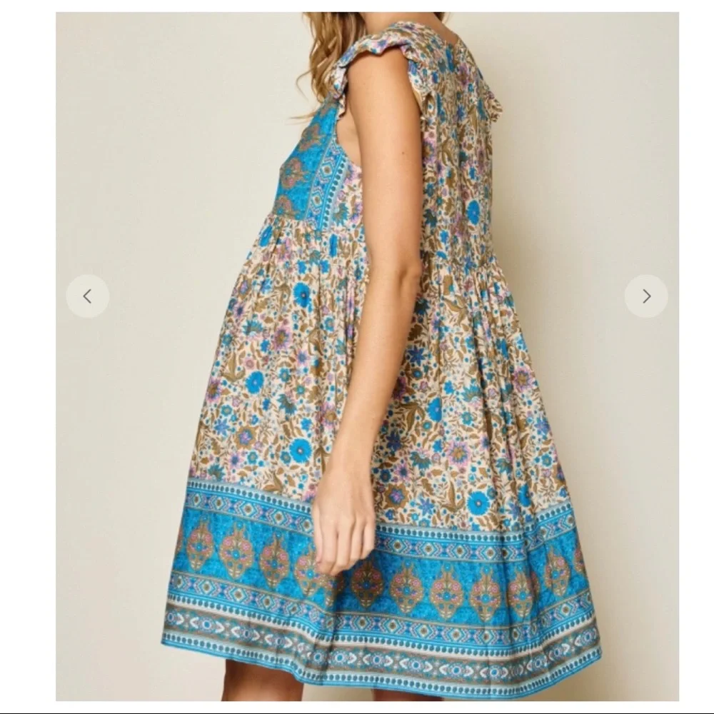 15 Boho Sleeveless Floral Print Mix Boho Dress - Picture 3 of 4